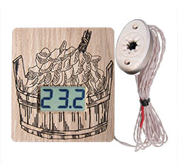 Термометр электронный ТЭС-Люкс Pt "Шайка" (в корпусе из липы) с декоративным датчиком