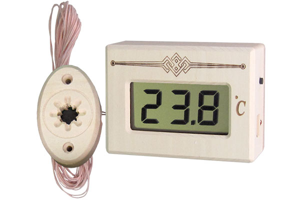 Термометр электронный для сауны ТЭС Pt (в корпусе из липы) с декоративным датчиком